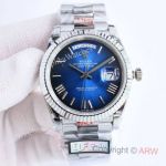 QF Clone Rolex Day-date 40 Blue Ombré Dial Stainless Steel 2836 Watch